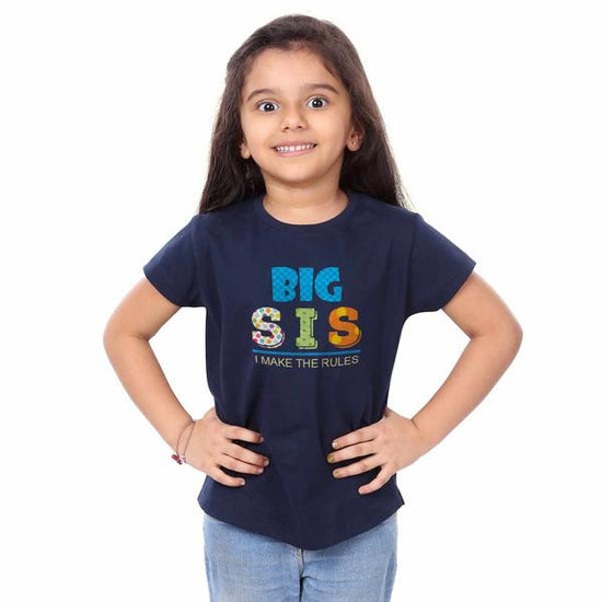 Navy Blue Big Sis Tees For Girl