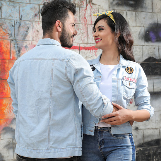 Stay Weird, Matching Couple Denim Jackets