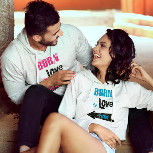 Born to Love Him/Her, Matching Hoodie For Men And Crop Hoodie For Women
