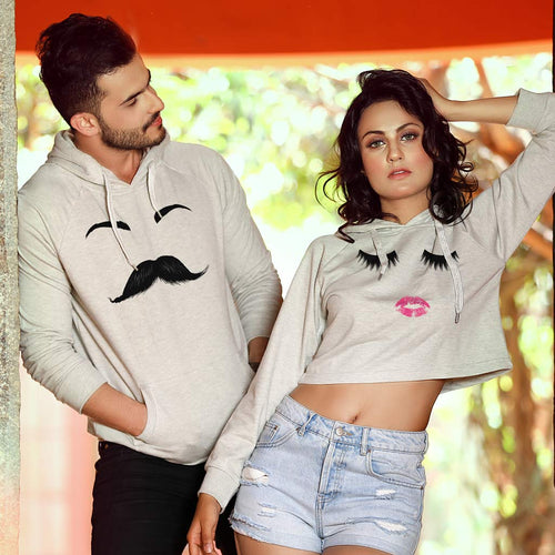Moustache Eyelashes, Matching Hoodie For Men And Crop Hoodie For Women