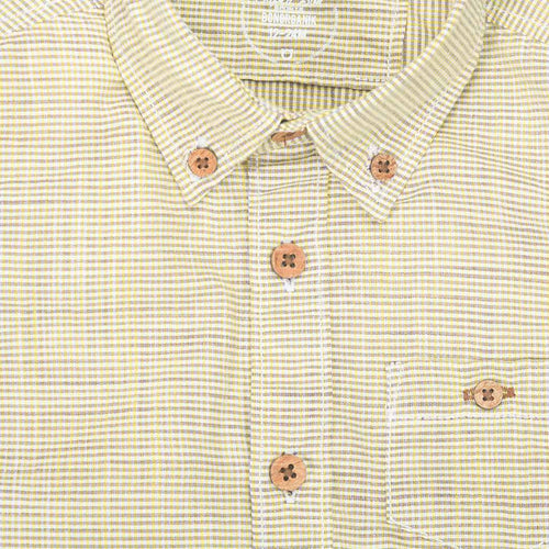 Father Son Lime Yellow Stirpes button down collar shirt