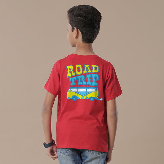 Road Trip, Matching Red Travel Tees For Boy