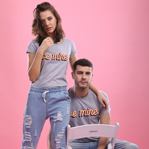 Be Mine Please! (Grey) Matching Couples Tees