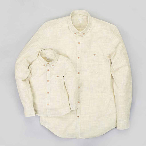 Father Son Lime Yellow Stirpes button down collar shirt