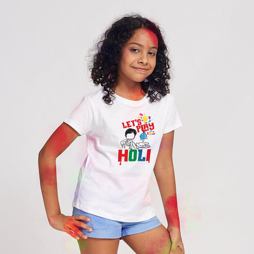 Lets Play Holi Family Tees for daughter