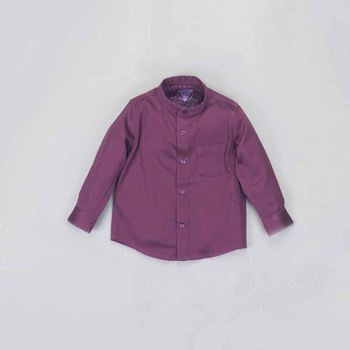 Purple Cotton Satin Mandarin Dad & Son Shirt