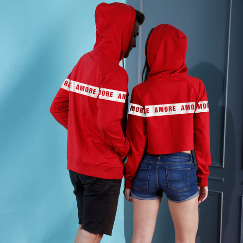 Amore, Matching Hoodie For Men And Crop Hoodie For Women