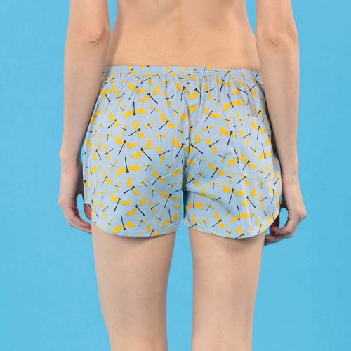 Quirky Print Matching Pastel Blue Couple Boxers