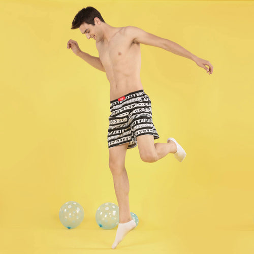 Tribal Geometric Patterns Black Matching Couple Boxers
