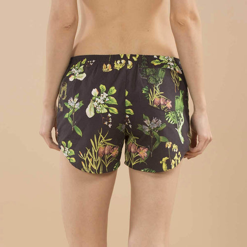 Green Tropical Print Matching Cotton Couple Boxers