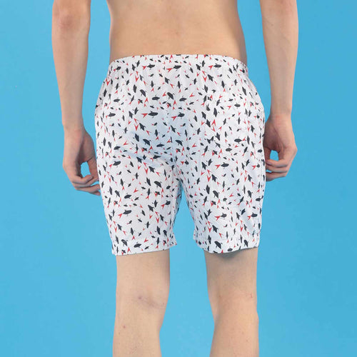Abstract Print White Matching Couple Boxers