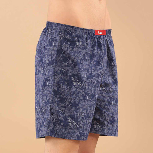 Tropical Print Blue Matching Couple Boxers