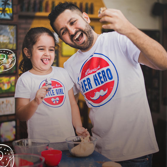 Her Hero/Little Girl, Matching Dad And Daughter Tees