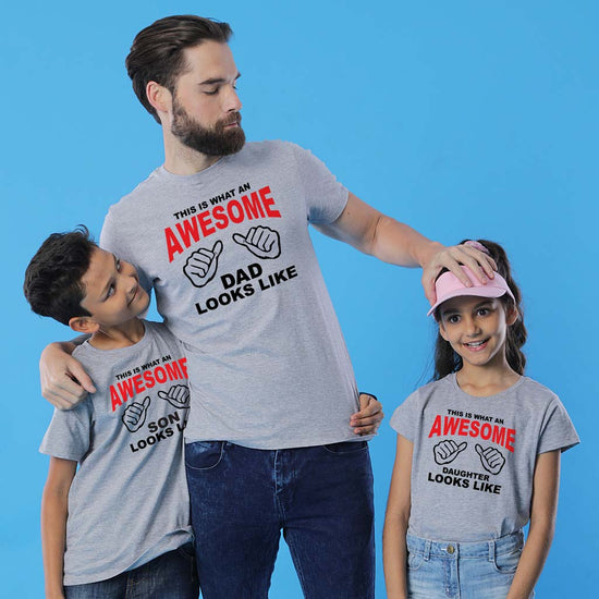 Awesome Dad Looks Like Dad, Daughter and Son Tee