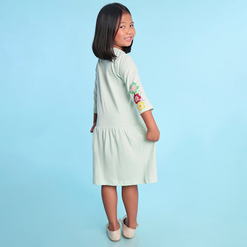 Meadow Green Printed Girls Dress