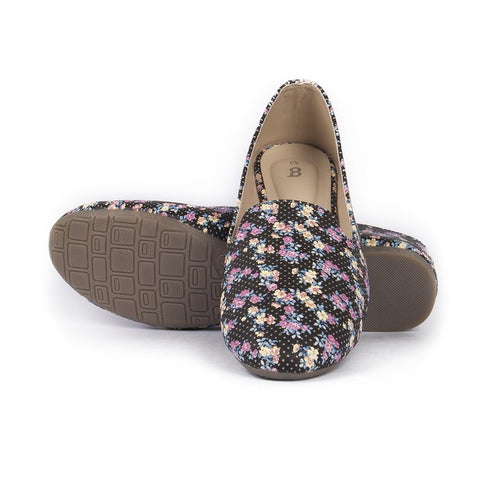 Floral Black Matching Ballerinas For Mother And Daughter