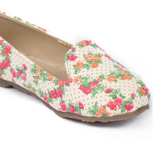 Floral White Matching Ballerinas For Daughter