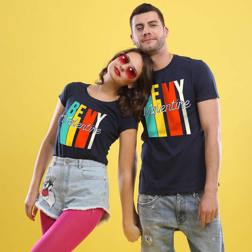 Be My Valentine! (Navy Blue) Matching Couples Tees