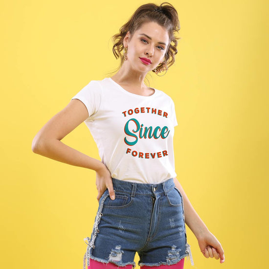 Together, Forever! (White), Matching Couples Tees For Women