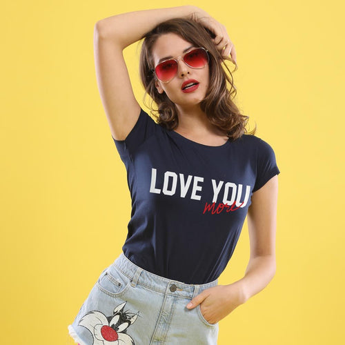 Love You The Most,(Navy Blue) Tee For Women