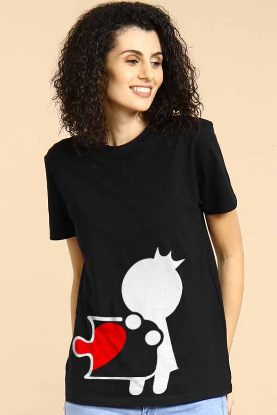 Puzzle Art Couple Tees for women