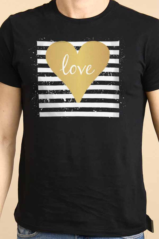 Love Stripe Art Couple Tees