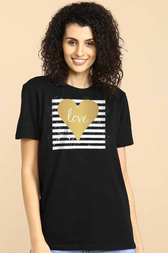 Love Stripe Art Couple Tees For women