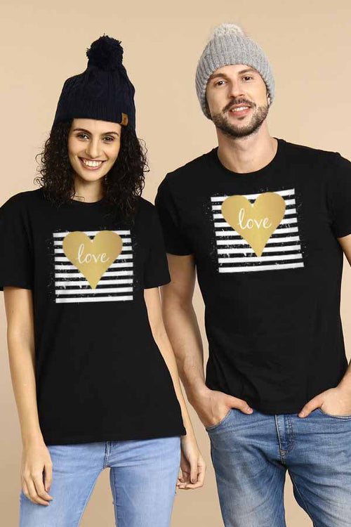 Love Stripe Art Couple Tees