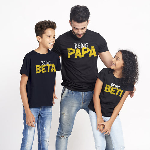 Being Papa Beti Beta Dad, Daughter & Son Tees