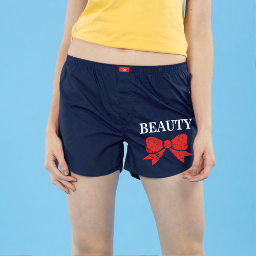 Beauty And Her Beast Matching Navy Blue Couple Boxers