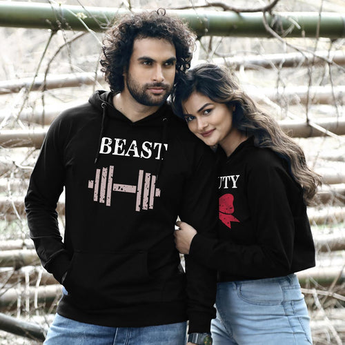 The Beast And His Beauty (Black) Matching Hoodie For Men And Crop Hoodie For Women