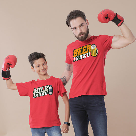 Beer-Milk Available, Matching Tamil Tees For Dad And Son