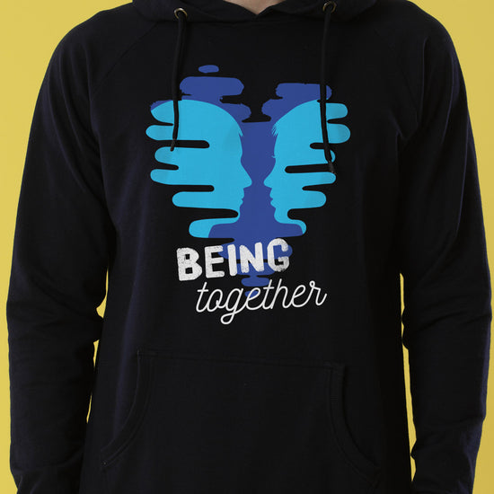 Being Together, Matching Black Hoodies Set For Couples