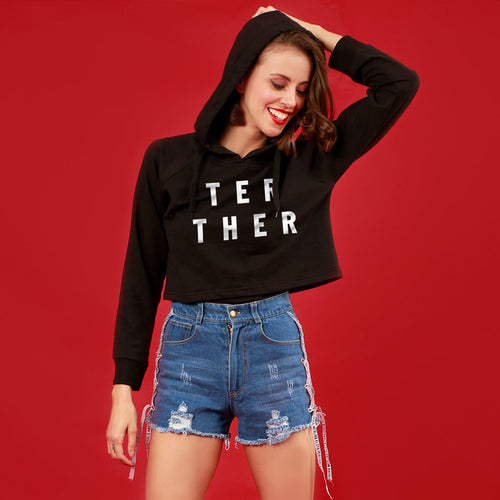 Together Is Better, (Black) Matching Hoodie For Men And Crop Hoodie For Women