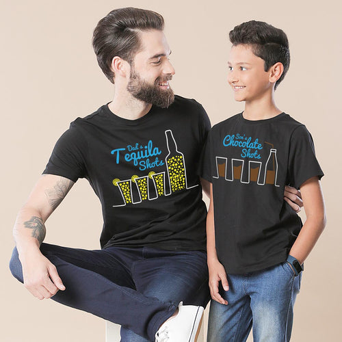 Black Tequila Shots Dad And Son Tshirt