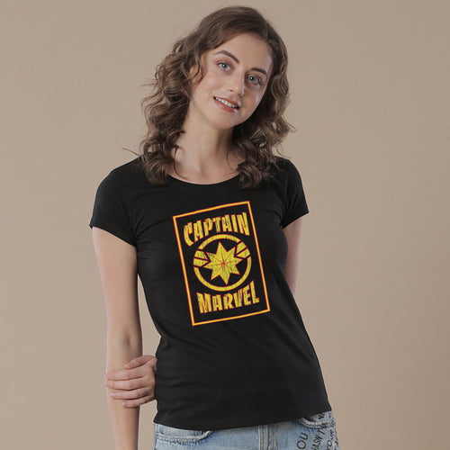 Captain Marvel Yellow And Black, Tees For Women