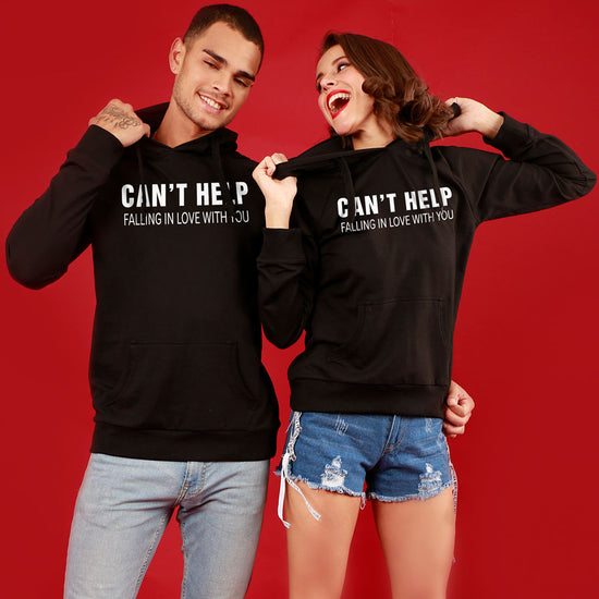 Can't Help Falling In Love, Matching Black Hoodies For Couples