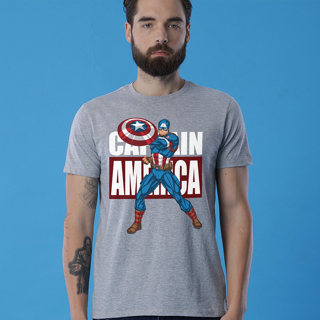 T-shirt Cou V Super- Héros Capitan Amérique The Happiness Is Have My T-shirt Cou V Super- Héros Capitan Amérique The Happiness Is Have My