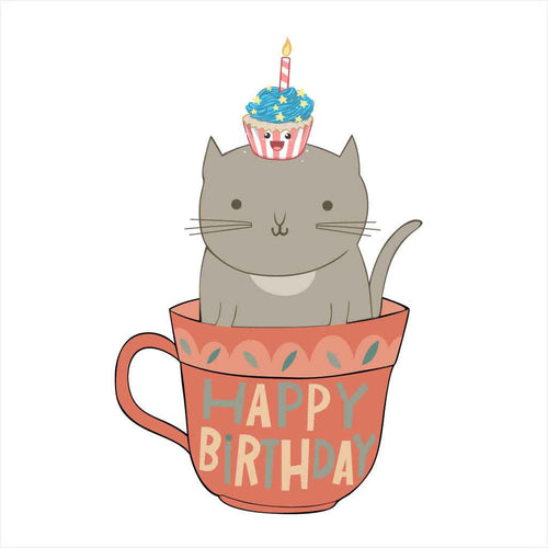 Cat On Cup Birthday Family Tees