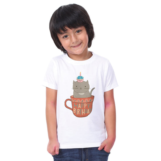 Cat On Cup Birthday Family Tees for son