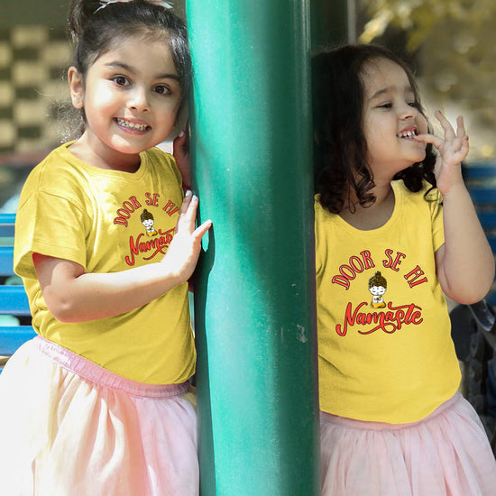 Door Se Hi Namaste Matching Tee for Sisters