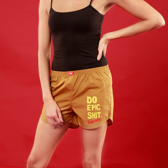 Epic Together Matching Musted Yellow Couple Boxers For Women