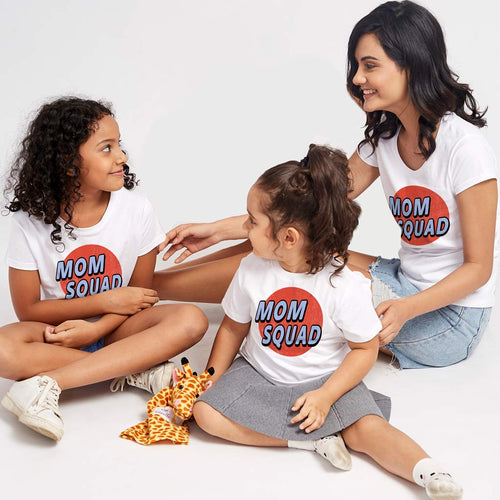 Mom Squad, Matching Tees For Mom And Two Daughters