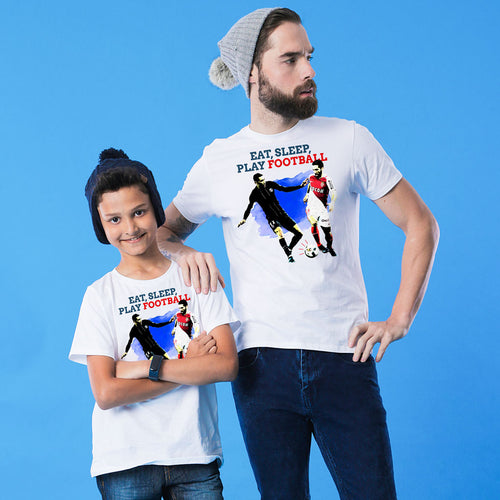 Eat Sleep Play Football Dad And Son Tshirt