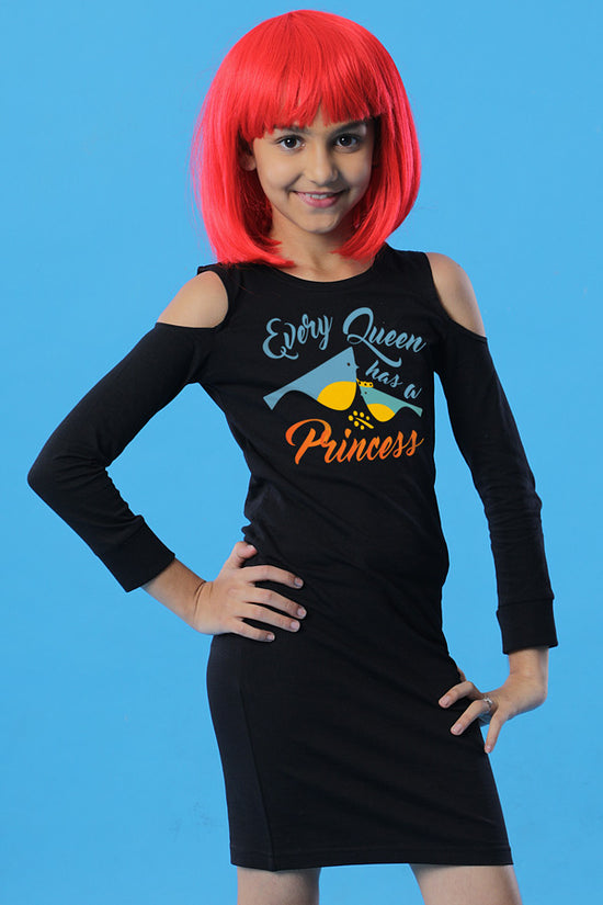 Queen And The Princess Matching Cold Shoulder Dresses For Daughter