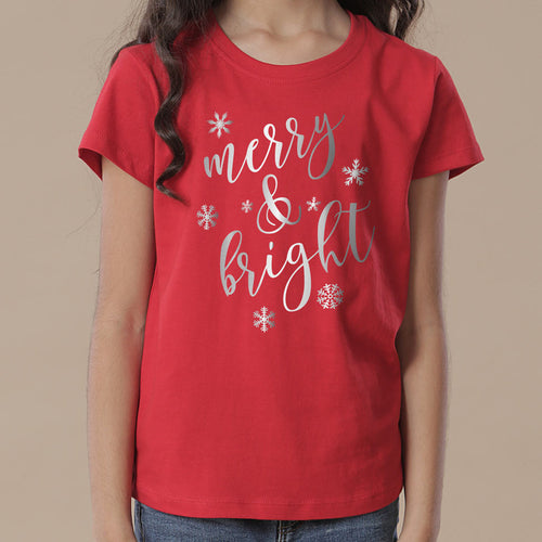 Festive Merry  and Bright, Mom And Daughter Tees
