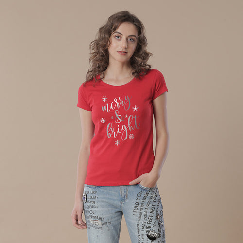Festive Merry  and Bright, Mom And Daughter Tees