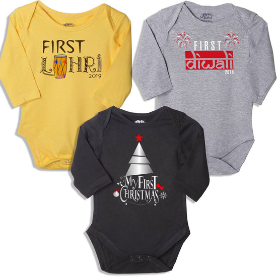 My First Festivals,Set Of 3 Bodysuits For Baby