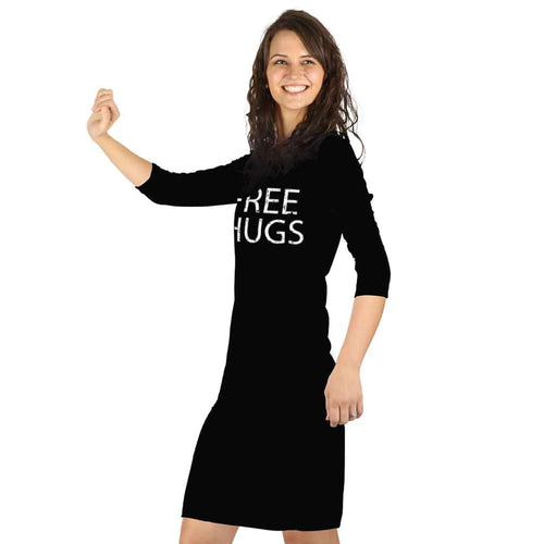 Free hug Black Knitted Dress For Mom Daughter