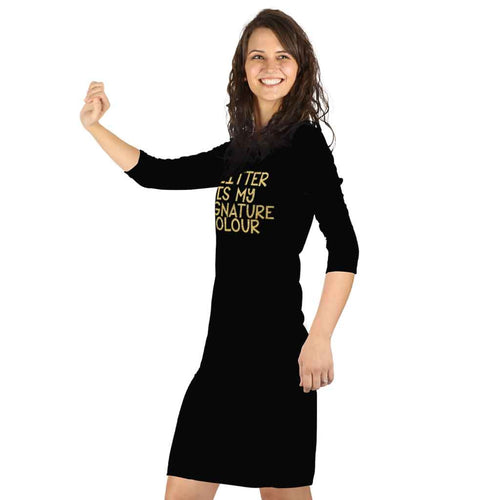 Gold Media Black Knitted Dress For Mom Daughter